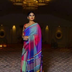 Bhujodi Kala Cotton Multicolor Handloom Saree with handcrafted embroidery designs