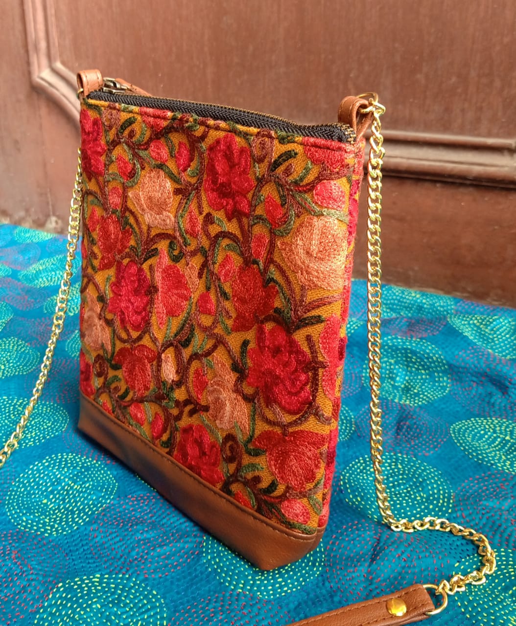 Kashmiri Embroidery Stylish Leather Bags