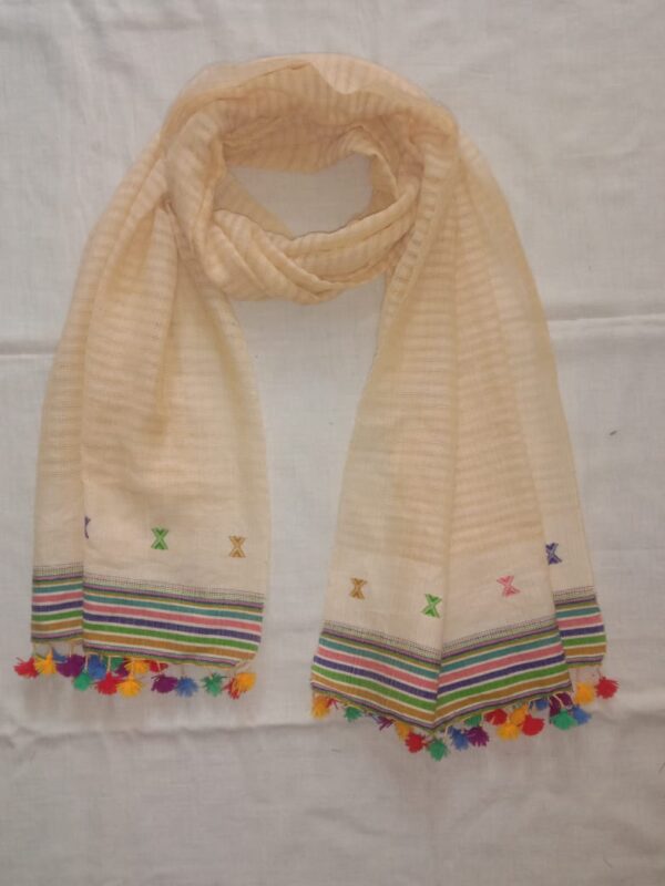 Indian Khaki Color Handwoven Cotton Stole