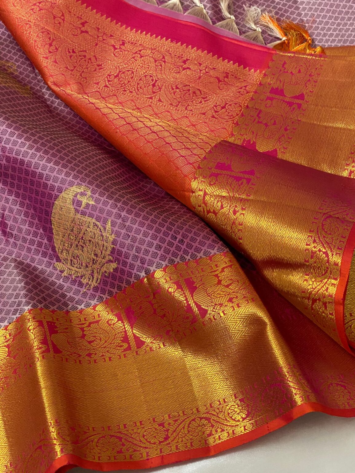 Kobi Color Kanchipuram Pure Silk Handloom Saree With Pure Jari ...