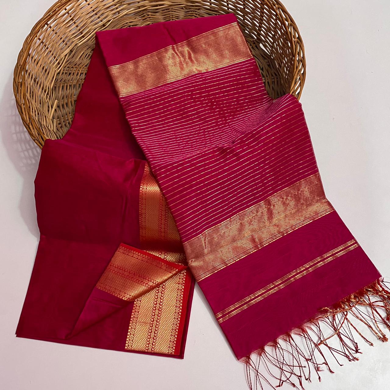 Indian Ethnic Co Maheshwari Silk Saree - Handloom – THE INDIAN ETHNIC CO.