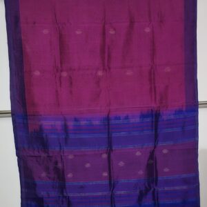 Handloom Banana Fibre Saree blended with silk- Rani Pink and Blue color