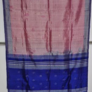 Handloom Banana Fibre Saree blended with silk in shades of Pink and Blue color