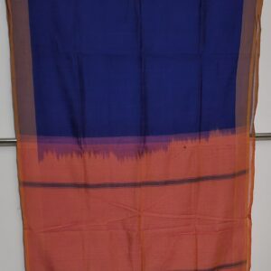 Bamboo Cotton Handloom Saree in shades of blue and scarlet color