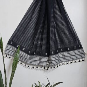 Black Bhujodi Weave Handloom Cotton Stole