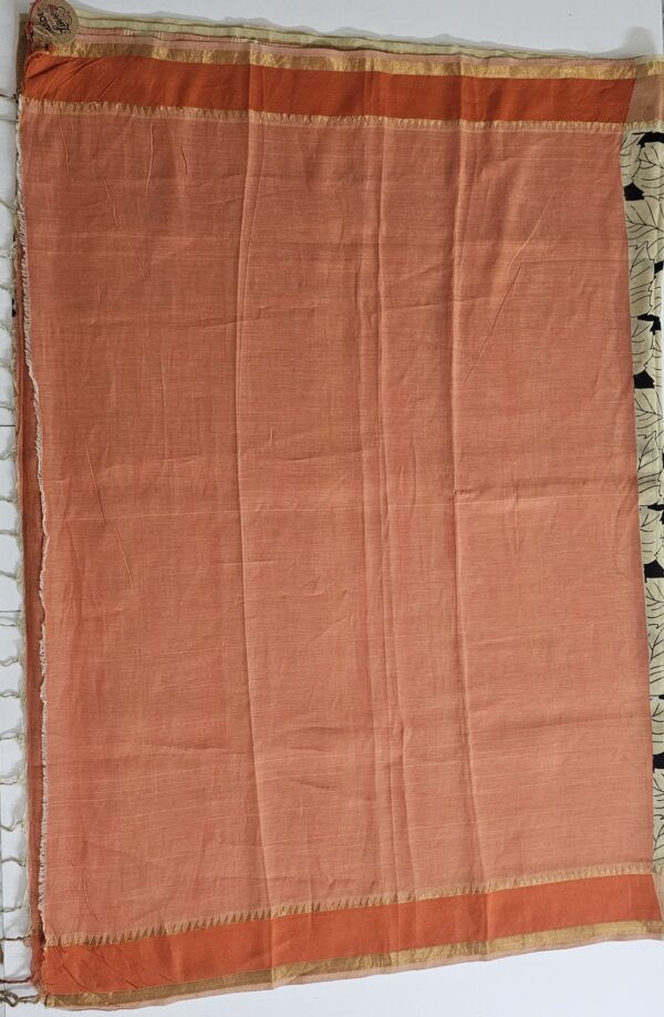 Saree | Handloom-Mangalgiri | Naturally Dyed | Hand Block Printed | Leaf Pattern - Image 10