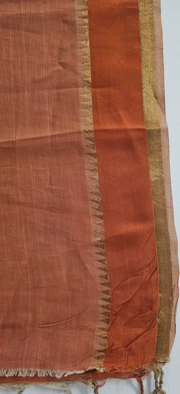 Saree | Handloom-Mangalgiri | Naturally Dyed | Hand Block Printed | Leaf Pattern - Image 11