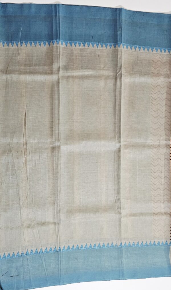 Saree | Handloom-Mangalgiri | Naturally Dyed | Hand Block Printed | Blue Border - Image 7