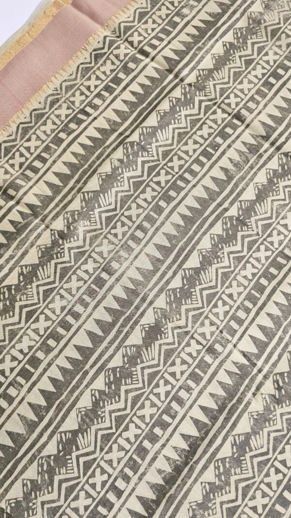 Saree | Handloom-Mangalgiri | Naturally Dyed | Hand Block Printed | Multi-Block Printed - Image 7