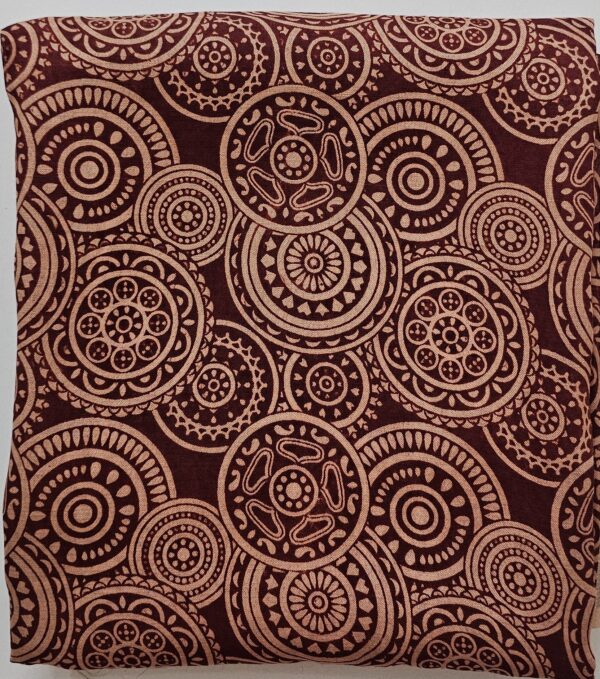 Saree | Handloom-Mangalgiri | Naturally Dyed | Hand Block Printed | Circular Design Pattern - Image 2