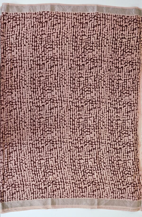 Saree | Handloom-Mangalgiri | Naturally Dyed | Hand Block Printed | Circular Design Pattern - Image 6
