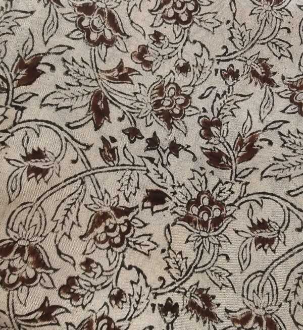 Saree | Handloom-Mangalgiri | Naturally Dyed | Hand Block Printed | Floral Kalamkari Pattern - Image 2