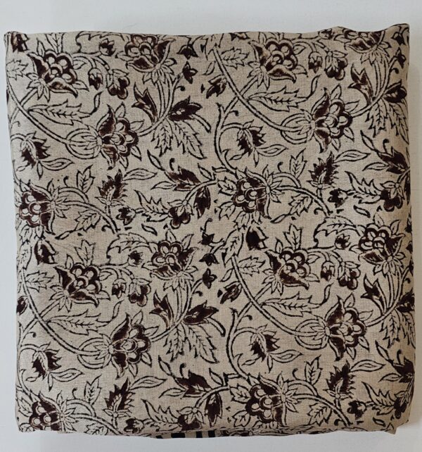 Saree | Handloom-Mangalgiri | Naturally Dyed | Hand Block Printed | Floral Kalamkari Pattern - Image 3