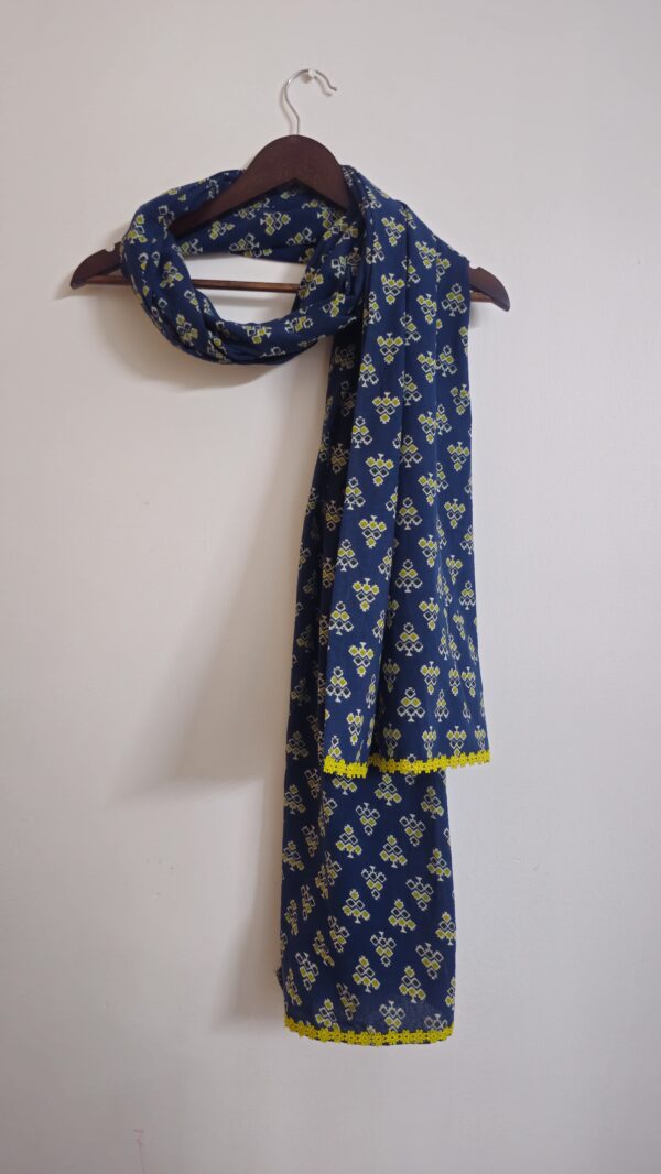 Parimal EcoHub | Cotton Stole | Ajrakh Print | Naturally Dyed Shades of Blue and Green Color | Buti Pattern - Image 6