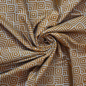 HandBlock Printed| Modal Silk Fabric | Light Blue | Brown Colour Geometric Pattern