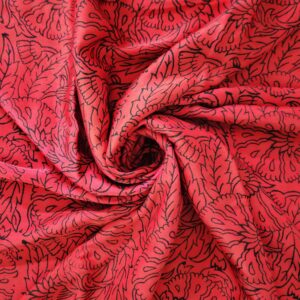 Hand Block printed |Modal Silk fabric| Vibrant Red Color |Black floral pattern