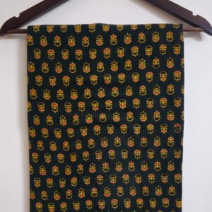 Ajrakh Print| Buti Pattern| Naturally Dyed| Soft Cotton| Green Color Fabric