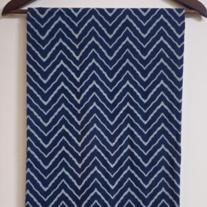 Ajrakh Print| Wavy Pattern| Naturally Dyed| Soft Cotton| Indigo Blue fabric