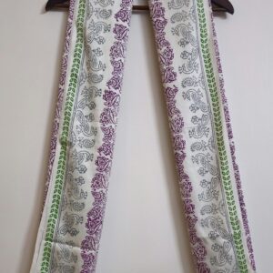Parimal EcoHub | Bamboo Silk Shawl | Hand Block Printed | Purple Colour | Hansa Border