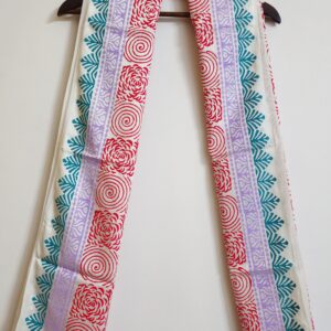 Parimal EcoHub | Bamboo Silk Shawl | Hand Block Printed | Red Colour | Temple Border