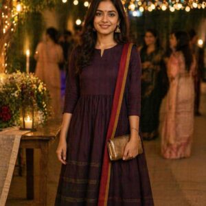 Naturally dyed soft cotton handloom fabric- double shade