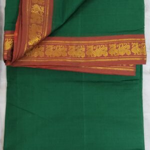 Parimal EcoHub | Cotton  9 Yard Saree | Green | Hansa Golden Border