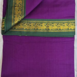 Parimal EcoHub | Cotton  9 Yard Saree | Purple | Hansa Golden Border