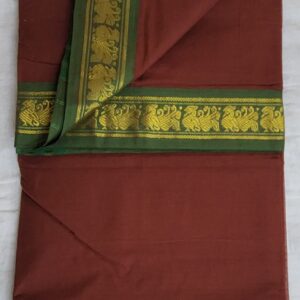 Parimal EcoHub | Cotton  9 Yard Saree | Brown | Hansa Golden Border