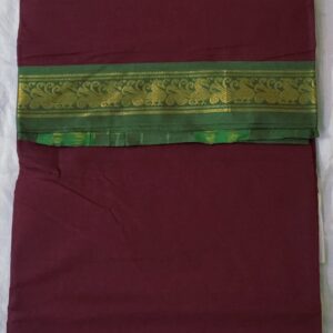 Parimal EcoHub | Cotton  9 Yard Saree | Maroon | Hansa Golden Border