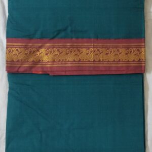 Parimal EcoHub | Cotton  9 Yard Saree | Green | Hansa Golden Border