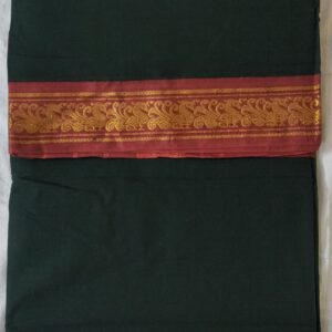 Parimal EcoHub | Cotton  9 Yard Saree | Dark Green | Hansa Golden Border